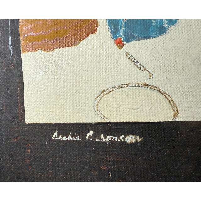 Textile Vintage Original Robinson Village Cityscape Chariot Oil Painting on Canvas Board For Sale - Image 7 of 13