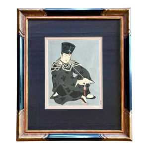 Framed Rare Japanese Woodblock Print Le Lotus Noir Chine by Paul Jacoulet