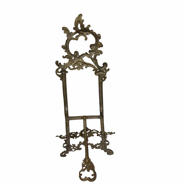 Vintage Large Brass Baroque Style Art or Picture Easel For Sale - Image 10 of 10