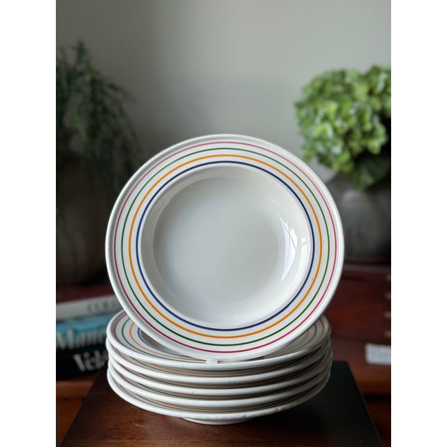 Vintage 1970s Italian La Primula Rainbow Striped Soup/Pasta Bowls - Set of 6 For Sale - Image 4 of 7