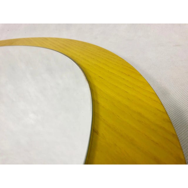 Mid-Century Modern Mid-Century Round Yellow Oak Mirror, 1970s For Sale - Image 3 of 8