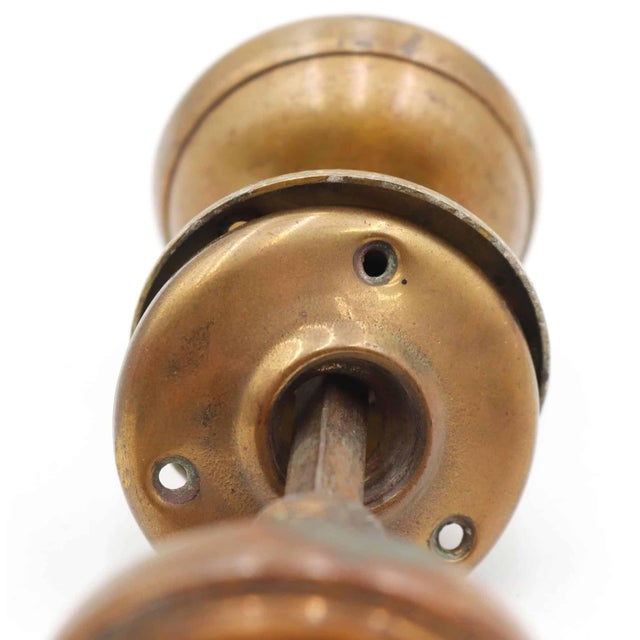 Antique Vernacular Reading Brass Passage Door Knob Set For Sale - Image 6 of 6