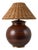Swedish Modern Ceramic Table Lamp with Wicker Shade by Gunnar Nylund for Rörstrand, 1940 For Sale