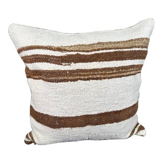Turkish Hemp Pillow Cushion Natural Beige Brown Pillow Cushion Cover 24"x24" For Sale