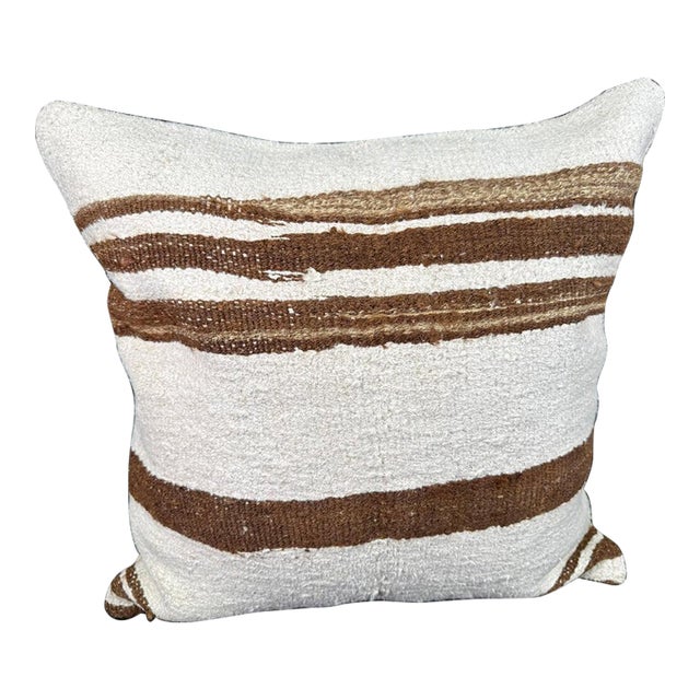 Turkish Hemp Pillow Cushion Natural Beige Brown Pillow Cushion Cover 24"x24" For Sale