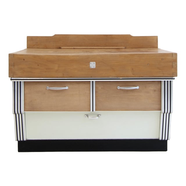 Mid-Century Modern Art Deco Streamlined Butcher's Block, 1930s For Sale