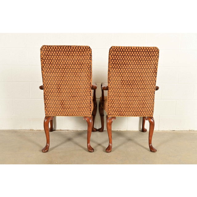 Baker Furniture Stately Homes Georgian Carved Mahogany Open Arm Library Chairs, Set of Four For Sale - Image 11 of 13