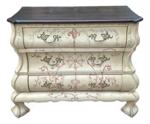 Vintage French Hand Painted Bombe Chest of Drawers