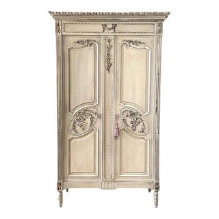 Late 20th Century Louis XVI Style Painted Armoire For Sale
