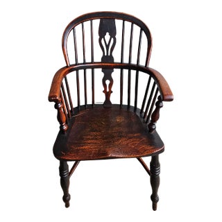 19th Century Handcrafted English Oak Windsor Armchair For Sale