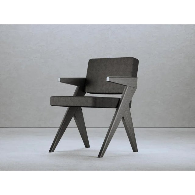 Loro piana linen souvenir chair with armrest by gio pagani dimensions: d 55 x w 50 x h 88 cm. Sh: 48 cm. Materials: black...