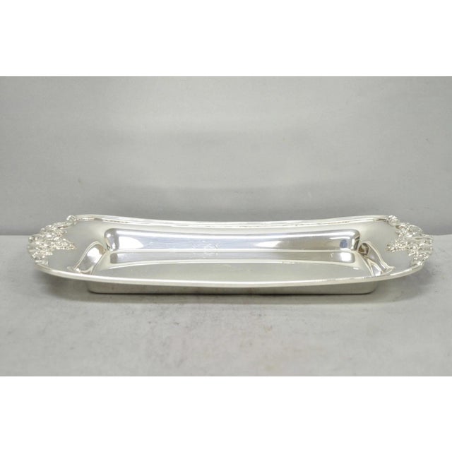 Mid 20th Century Vintage Baroque by Wallace 210 Silver Plated Narrow Trinket Dish Serving Tray For Sale - Image 5 of 14