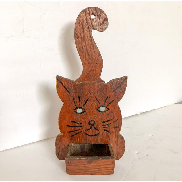 Sweet vintage wooden American primitive folk art hanging wall pocket, likely originally intended to be hung by a fireplace...