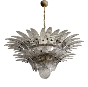 Murano Chandelier with Feather Prisms in the style of Barovier