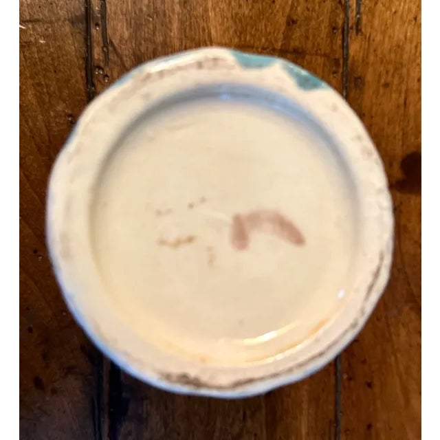 Cornflower Blue Antique Majolica Pitcher Floral For Sale - Image 8 of 11