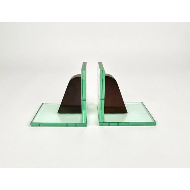 Glass & Wood Bookends, Italy, 1950s, Set of 2 For Sale - Image 4 of 14