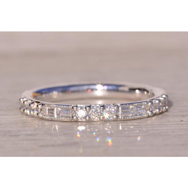 The Riel: Gabriel and Company Signed Band with Natural Diamonds in White Gold For Sale - Image 4 of 11