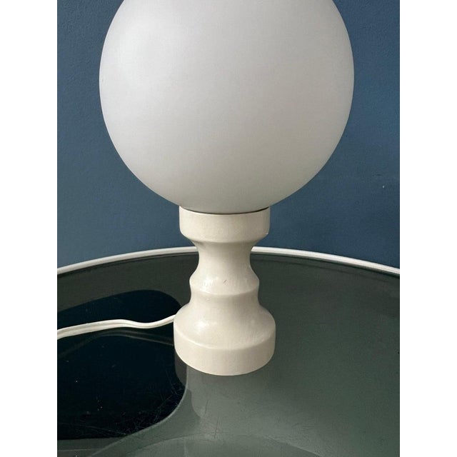 Space Age Opaline and Glass Table Lamp in White For Sale - Image 10 of 11