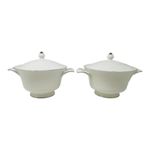 1970s Vintage Wedgwood "Silver Ermine" Soup Tureens - A Pair