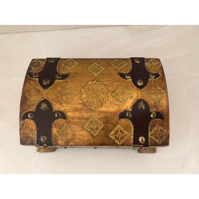 Hollywood Regency Vintage Florentine Treasure Trunk For Sale - Image 3 of 10