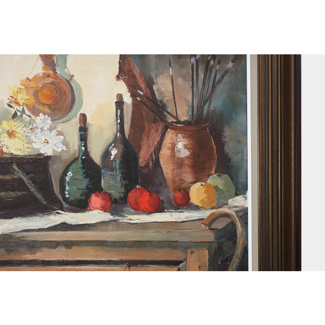 J. Geurts, Still Life with Fruit and Flowers, 1960s, Oil Painting on Canvas For Sale - Image 6 of 11