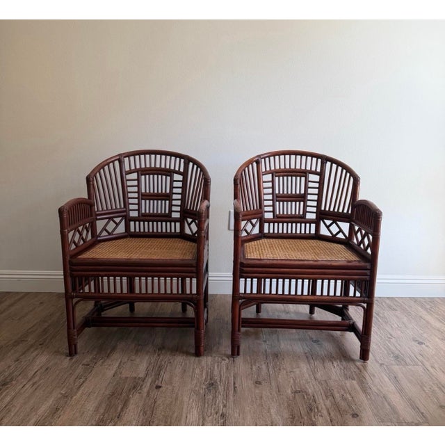 Chinoiserie 1970s Brighton Pavilion Style Bamboo Rattan Cane Settee & 2 Armchairs – 3 Piece Set For Sale - Image 3 of 11