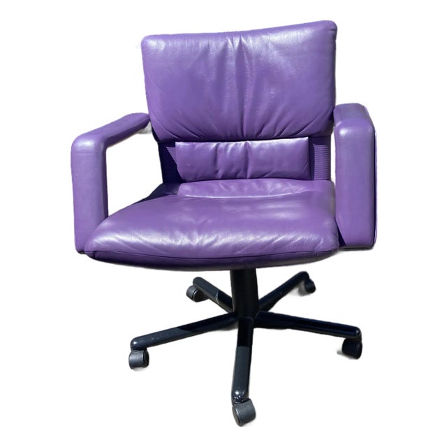 1990s Mario Bellini Vitra Figura Post Modern Purple Leather Desk Chair For Sale