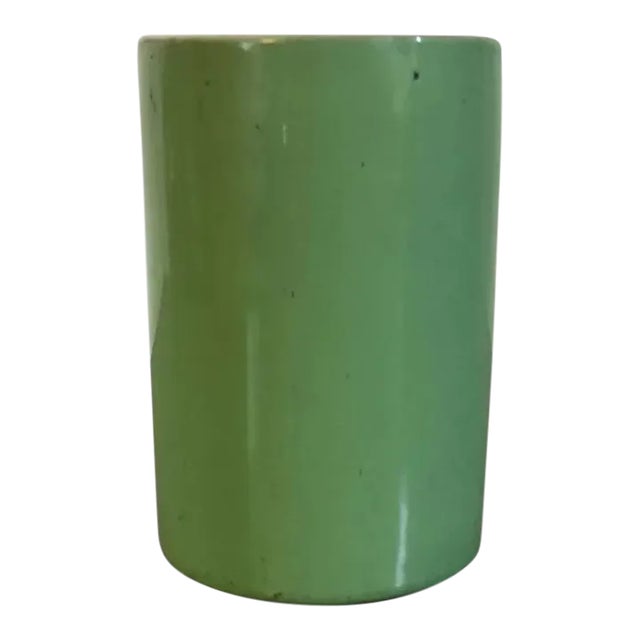 Antique 19th Century Chinese Monochrome Porcelain Vase in Bright Green Glaze For Sale
