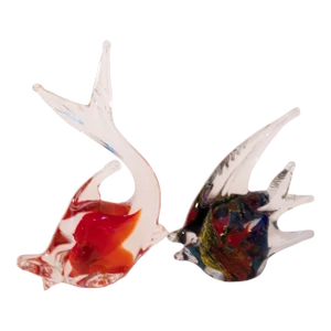 Late 20th Century Decorative Art Glass Fish Figurines- Set of 2
