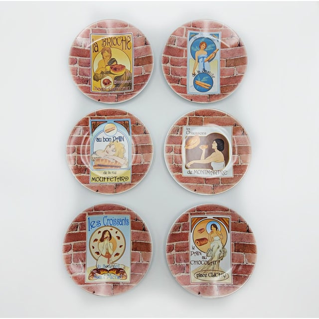 Philippe Deshoulieres Porcelain France Edition French Cafe Canape Plates Made in France 6” - Set of 6 For Sale - Image 15 of 15