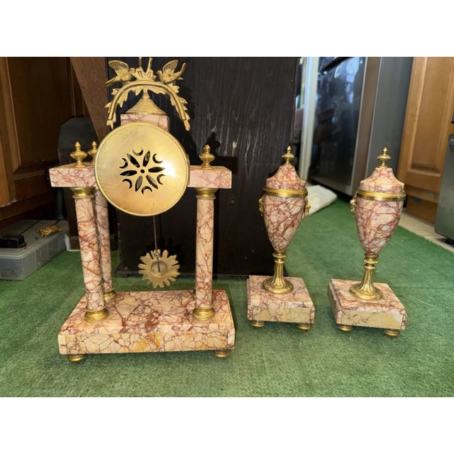 Antique French Portico Clock Garniture Set For Sale - Image 12 of 12