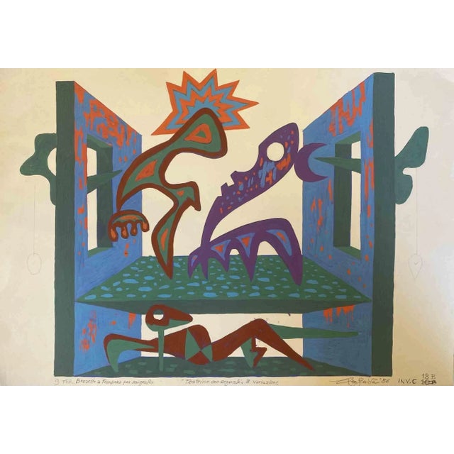 Theatre with signals is an original contemporary artwork realized in 1986 by the italian contemporary artist leo guida...