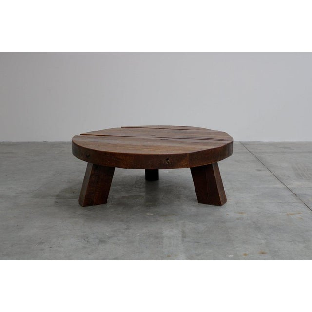 Rustic Oak Coffee Table, Netherlands, 1970s For Sale - Image 5 of 5