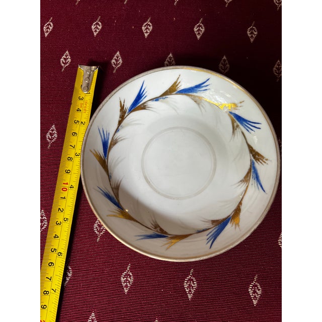 Mid-Century Modern Small 1970s Blue and Gold Rimmed Ceramic Saucer For Sale - Image 3 of 5