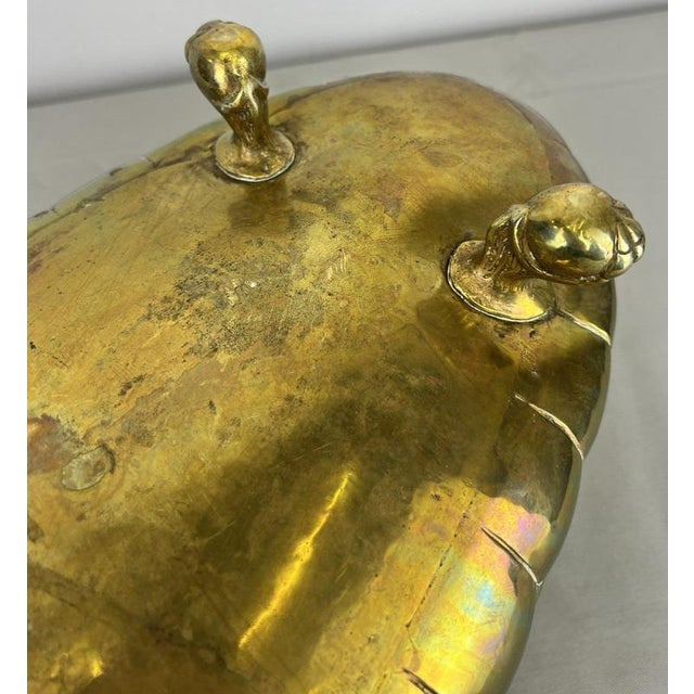 Vintage Brass Footed Planter with Floral Lion Handles For Sale - Image 17 of 18