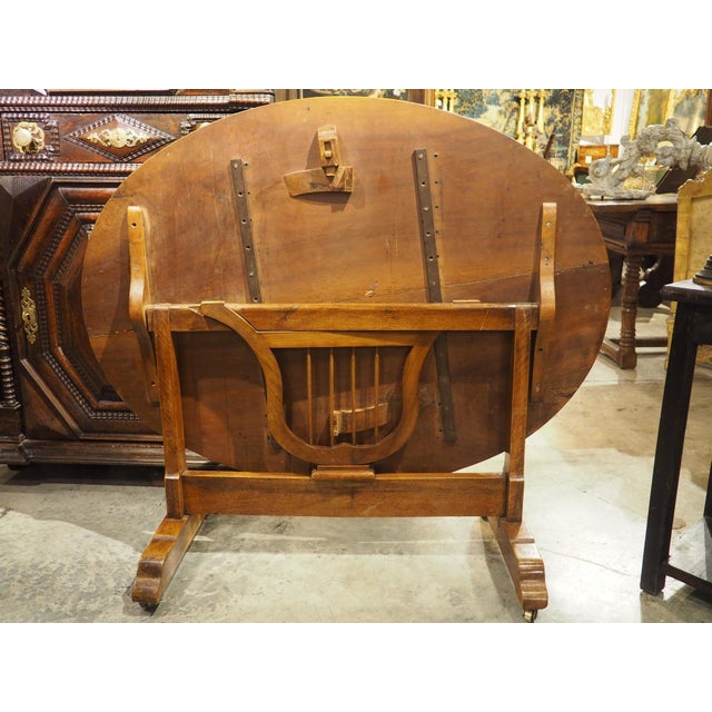 Antique French Cherrywood Wine Tasting Table With Lyre Support, Circa 1890 For Sale - Image 10 of 18