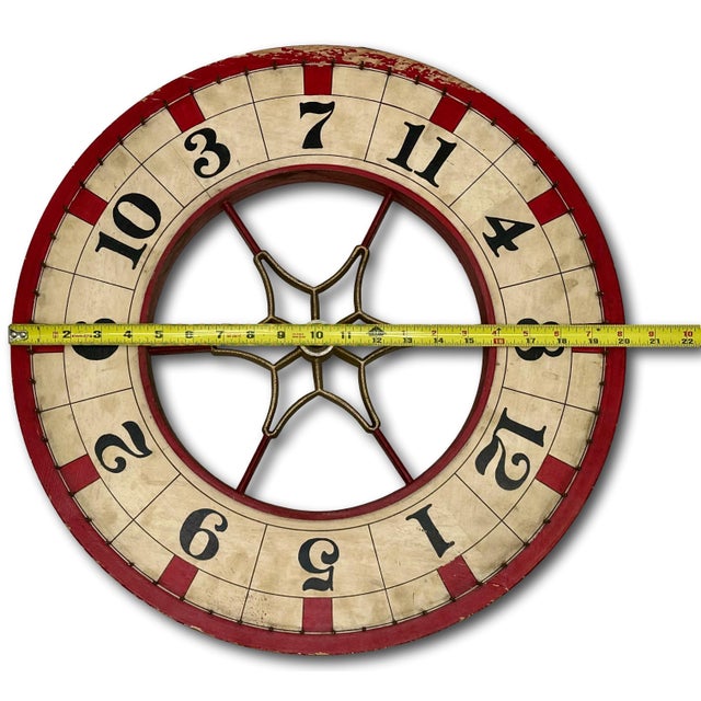 Nice Antique American Hand Painted Wood & Metal Wheel of Fortune Gaming Wheel Circa Early 20th Century For Sale - Image 17 of 18