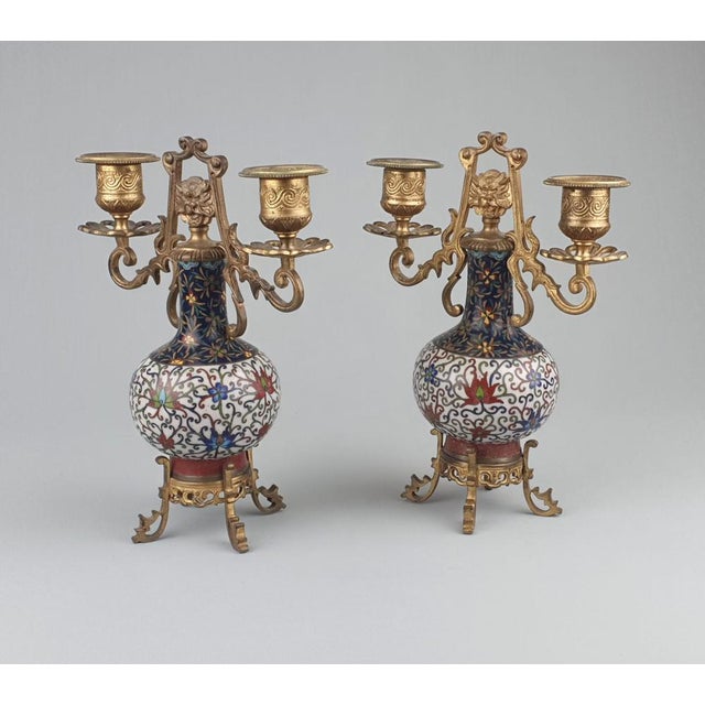 Meiji Japanese Gilt Bronze Candleholders, 1890s, Set of 2 For Sale - Image 3 of 7
