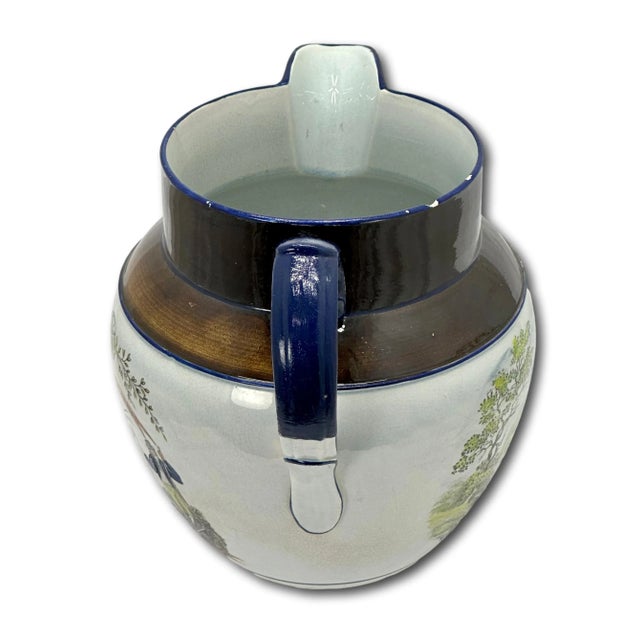 Coffee Large Antique English Transfer Decorated Pearlware "Farmers Arms" Motto Pitcher - Batter Jug Very Early 19th Century For Sale - Image 8 of 12