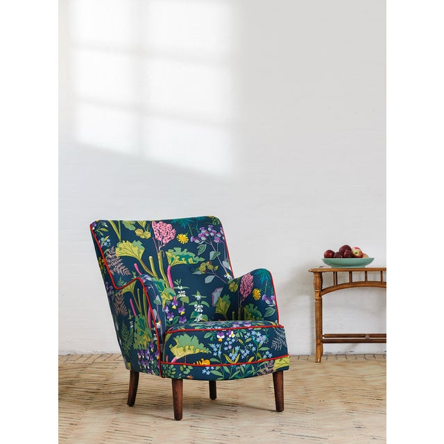 Vintage Lounge Chair in Print by Gocken Jobs, 1950s, in Restored conditions. Designed 1950 to 1959
