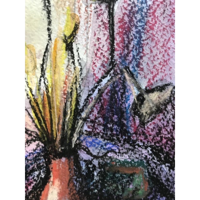 Tempera Painting Gift Flowers Unknown Artist For Sale - Image 10 of 12