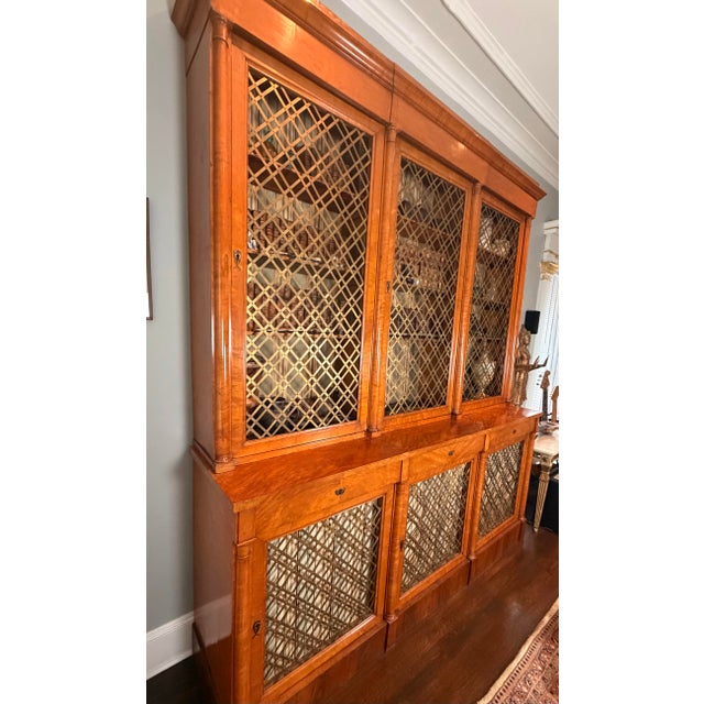 Austrian Biedermeier Figured Maple & Brass-Grille Bookcase, Circa 1840 For Sale - Image 9 of 10