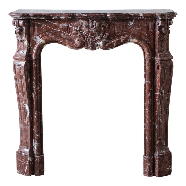 Antique French Rouge Royal Marble Fireplace For Sale
