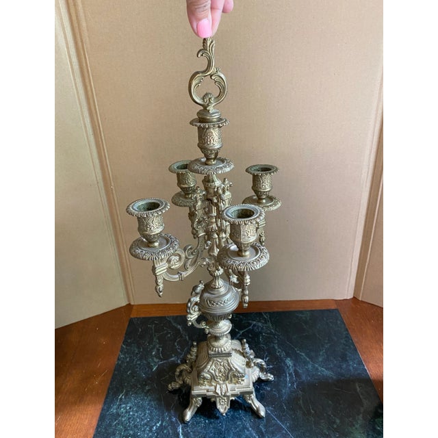 Metal 1930s Lions Foot Brass Candelabra For Sale - Image 7 of 8