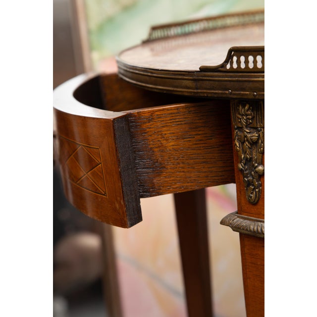 French 19th Century Mahogany Louis XVI Side Table With Marble Top For Sale - Image 3 of 9