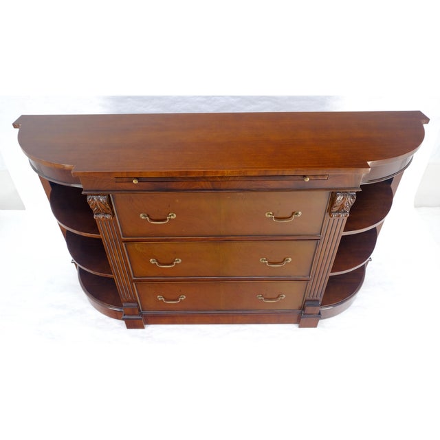 Mahogany c1940s 3 Drawer Shelves Sideboard Credenza Console MINT For Sale - Image 10 of 18