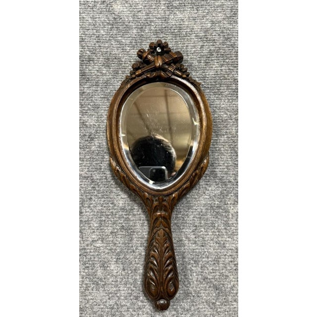 Hand-Shaped Vanity Mirror in Molded and Carved Walnut For Sale - Image 4 of 4