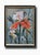 Lilies: Original Framed Textured Red White Flowers Lilies Painting on Canvas. Contemporary smooth two tone smooth wood frame.