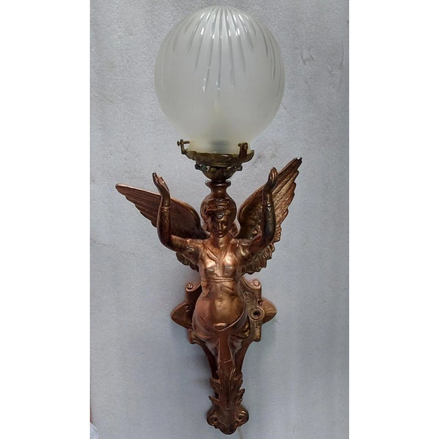 Art Nouveau Vintage Art Nouveau Deco Mermaid Wall Sconces Fixture Lamp For Sale - Image 3 of 7
