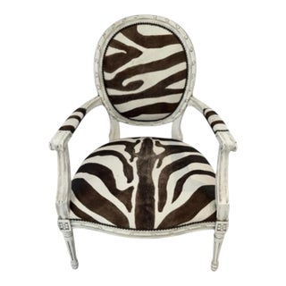 1990s Oly Studio Zebra-Print Cowhide Louis Armchair For Sale